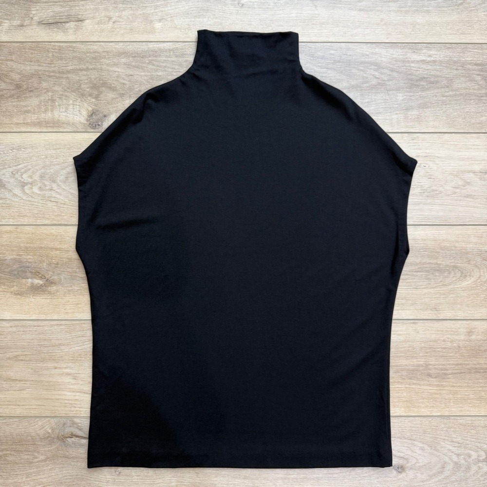 Kal Rieman Black Ponte Funnel Neck Tunic Top Oversized Cap Sleeve Minimalist M - Picture 5 of 10